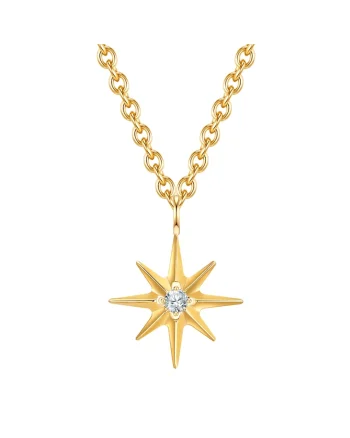 Colier placat cu aur de 14K, cu pandantiv stea, Auriu