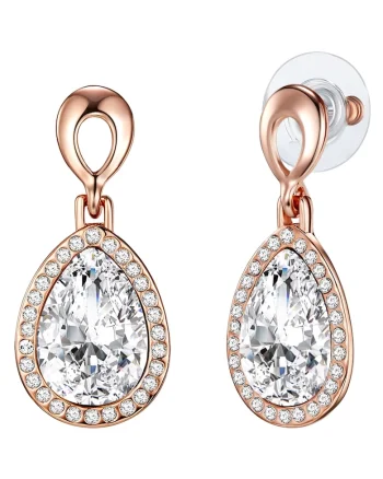 Cercei placati cu aur rose de 14K si decorati cu cristale, Auriu rose