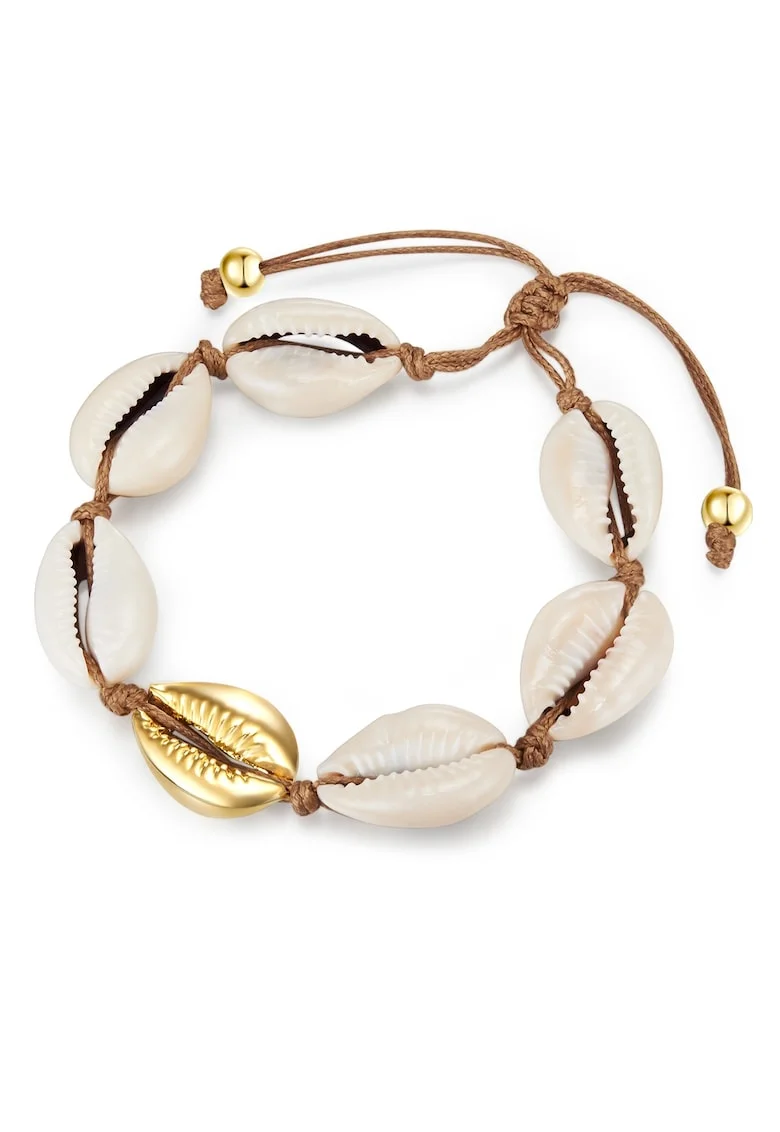 Bratara placata cu aur de 14K si decorata cu scoici, Auriu