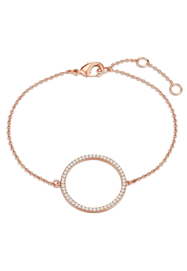 Bratara placata cu aur rose de 14K si decorata cu cristale europene, Auriu rose