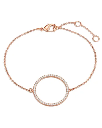Bratara placata cu aur rose de 14K si decorata cu cristale europene, Auriu rose