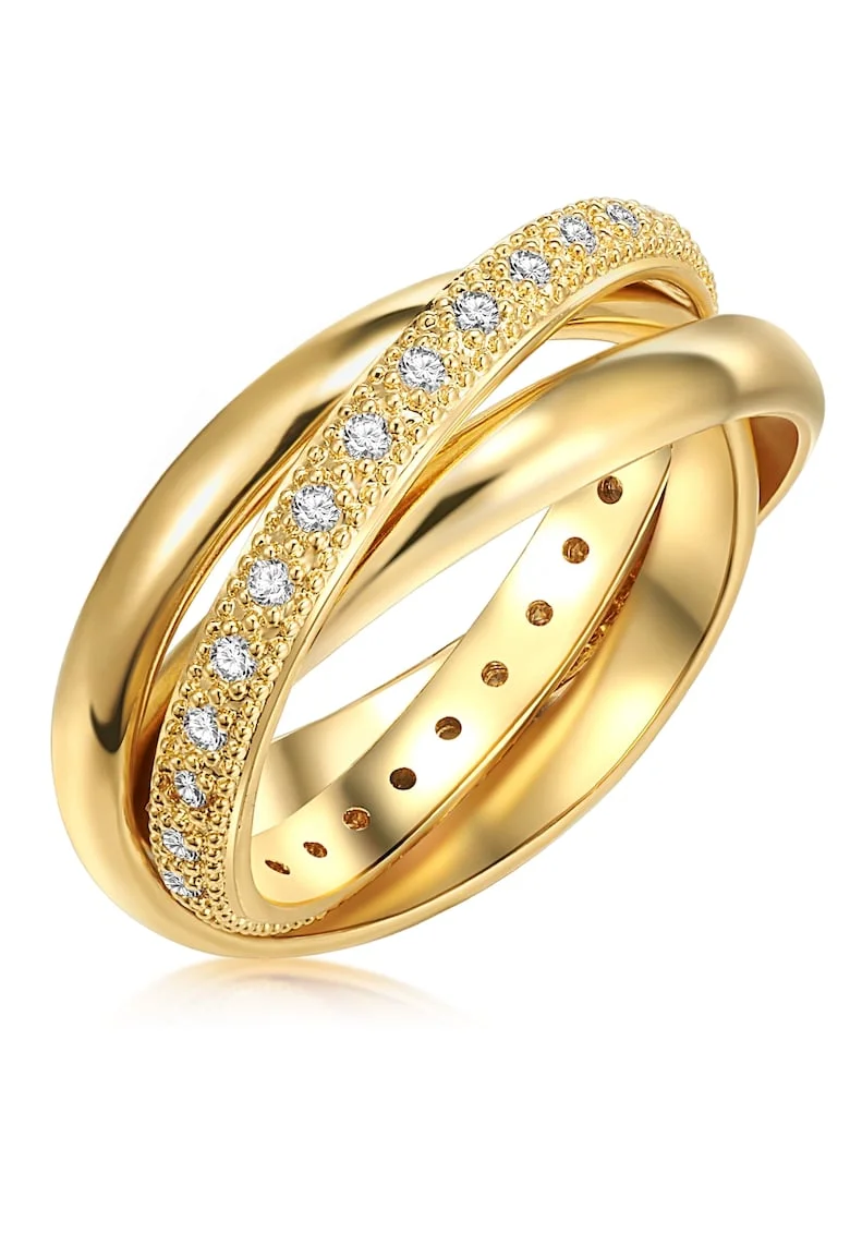 Inel placat cu aur de 14K si decorat cu zirconia, Auriu