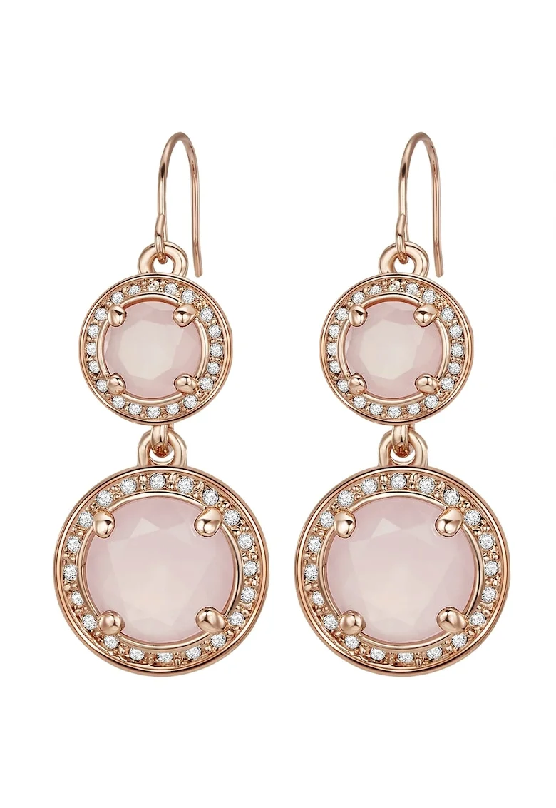 Cercei placati cu aur de 14K si decorati cu cristale, Auriu rose
