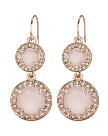 Cercei placati cu aur de 14K si decorati cu cristale, Auriu rose