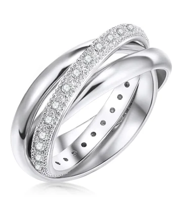 Inel decorat cu cristale zirconia, Negru