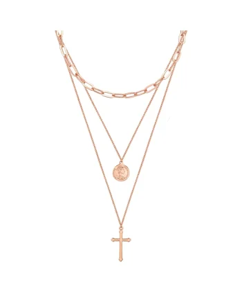 Colier cu siraguri multiple placat cu aur de 14K 22491, Auriu rose