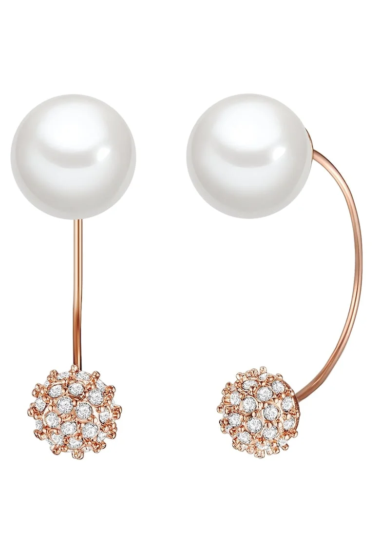Cercei placati cu aur de 14K si decorati cu perle 22501, Auriu rose