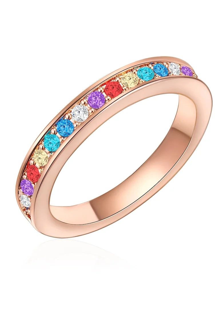 Inel placat cu aur de 14K si decorat cu cristale europene, Auriu rose