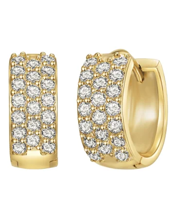 Cercei placati cu aur de 14K si decorati cu zirconia, Auriu