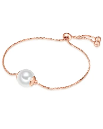 Bratara placata cu aur de 14K si decorata cu perla sintetica, Auriu rose