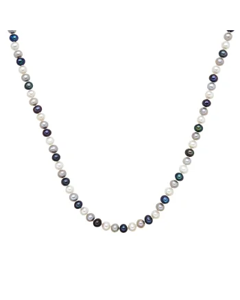 Colier din perle placate cu rodiu, Multicolor