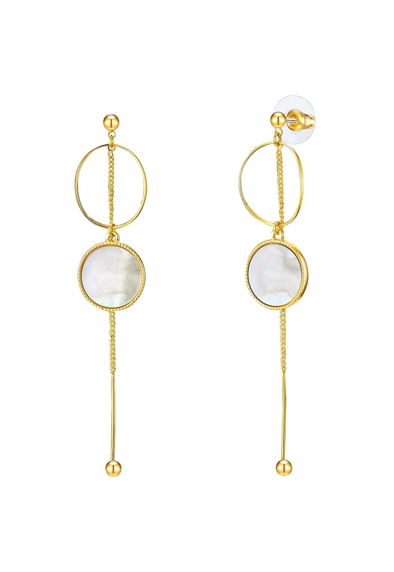 Cercei placati cu aur de 14K si decorati cu mother of pearl, Auriu