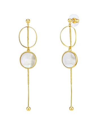 Cercei placati cu aur de 14K si decorati cu mother of pearl, Auriu