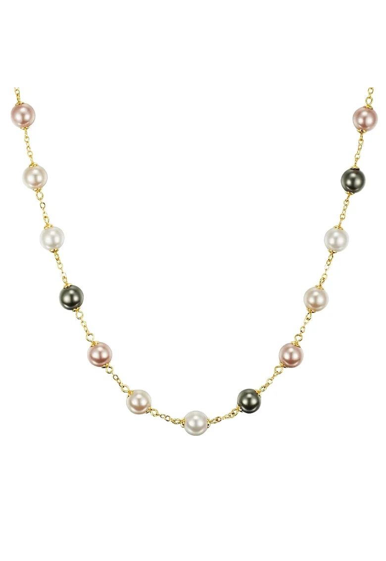 Colier placat cu aur de 14K si decorat cu perle sintetice, Auriu