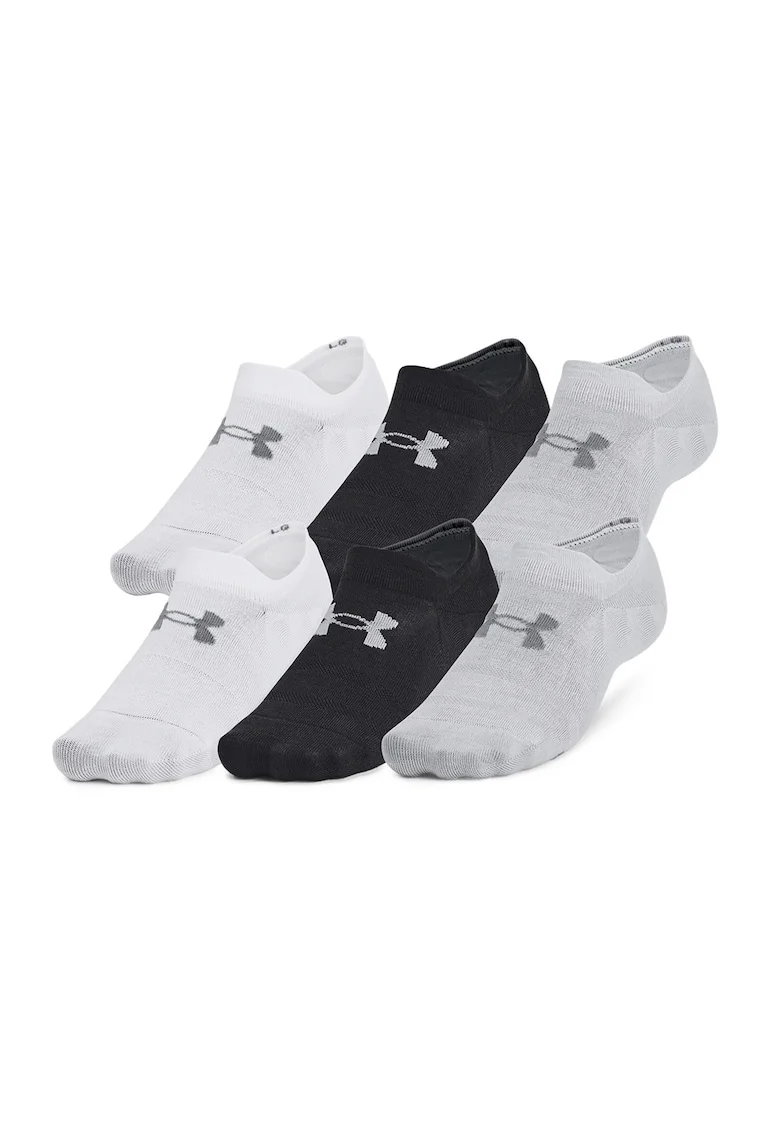 Set de sosete pana la glezna cu detaliu logo Essential - 6 perechi, Negru/Gri deschis