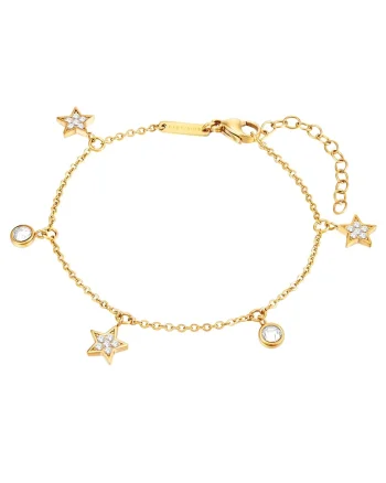 Bratara placata cu aur de 14K si cu talismane stea, Auriu
