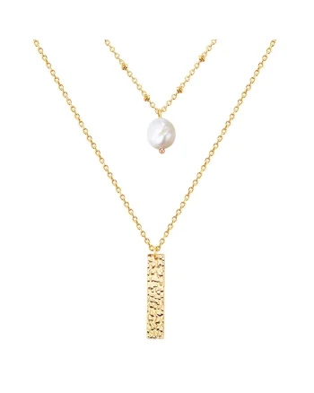 Colier stratificat, placat cu aur de 14K, Auriu