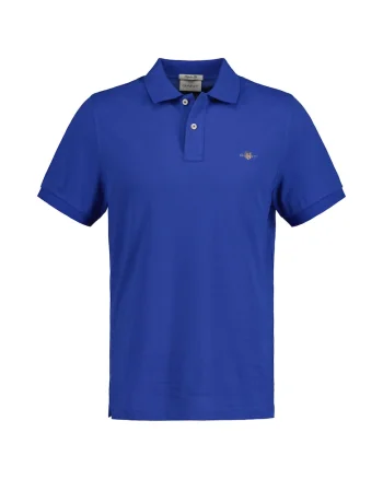 Tricou polo din bumbac pique Shield, Albastru