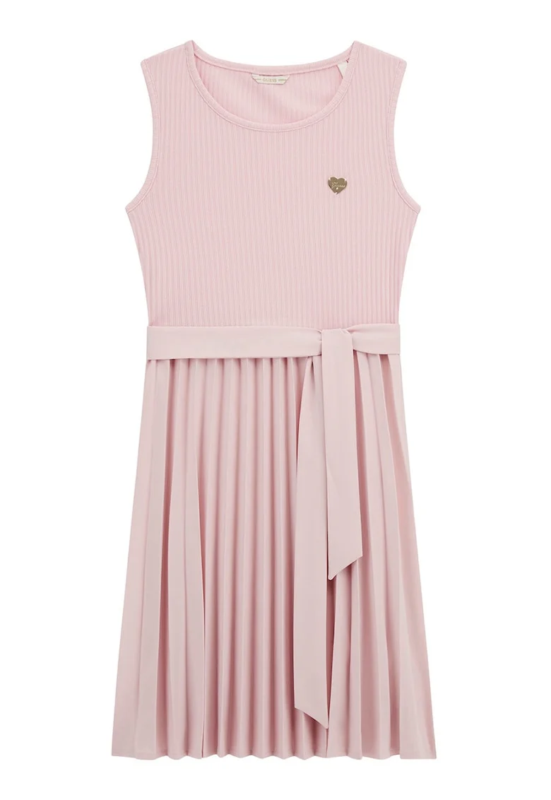Rochie cu pliuri, fara maneci, Roz prafuit