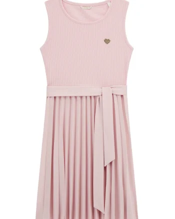 Rochie cu pliuri, fara maneci, Roz prafuit