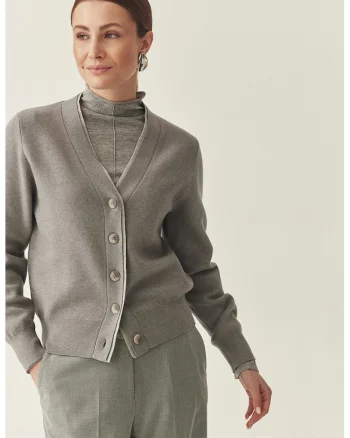 Cardigan cu decolteu in V, Gri