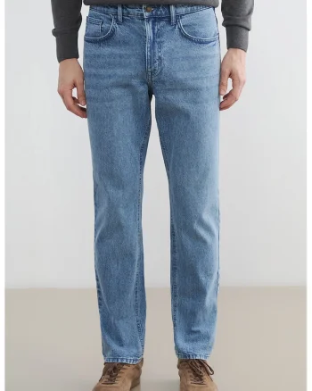 Blugi regular fit cu talie medie, Albastru inchis/Turcoaz