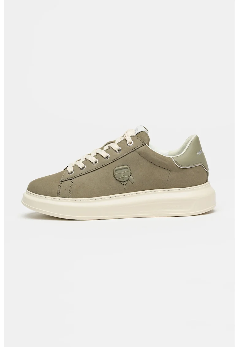 Pantofi sport de piele intoarsa cu logo Kapri, Sage Green