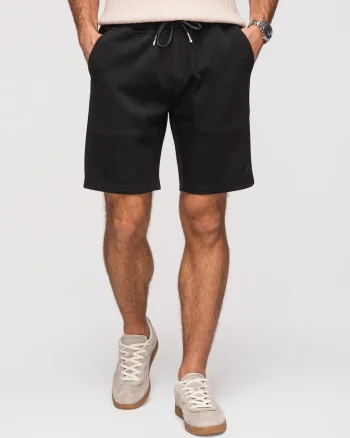Pantaloni scurti barbati, regular fit, material tricotat, ajustabili cu snur