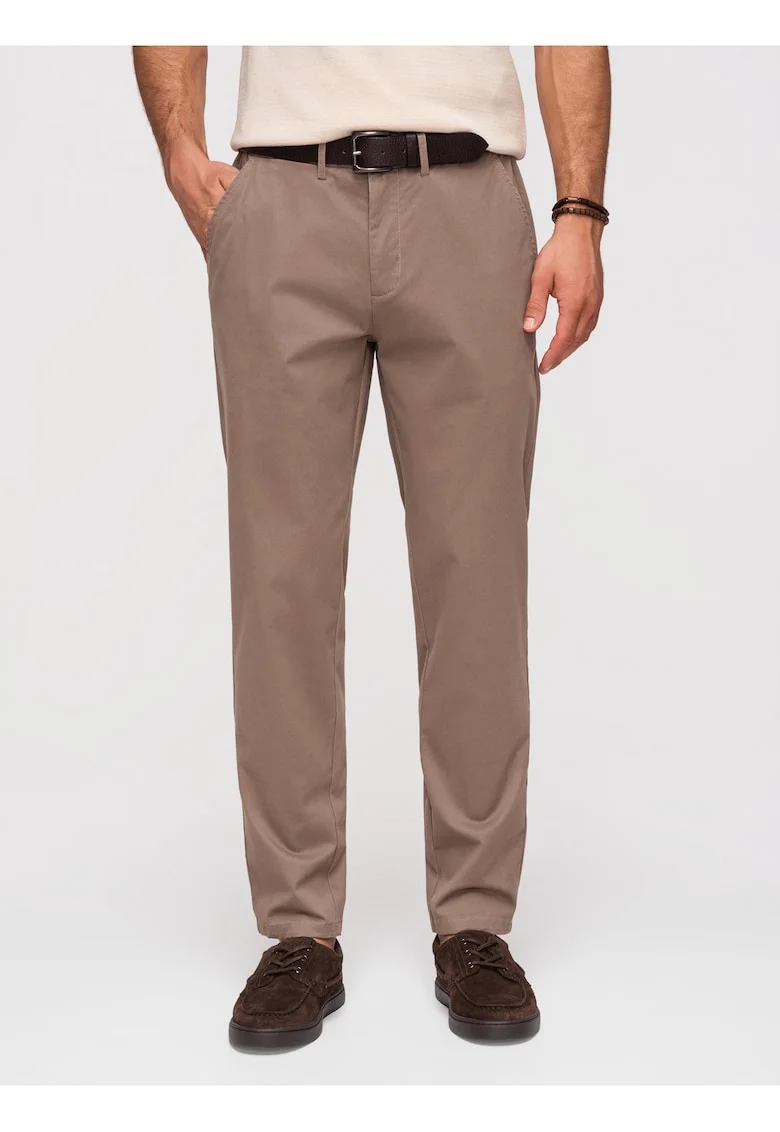Pantaloni Chino Barbati Bumbac Elastic Croiala Regular, Maro