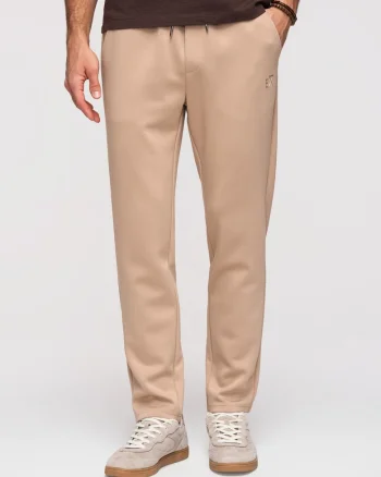 Pantaloni Regular Fit Bumbac Elastic Pantaloni Casual de Barbati, Bej
