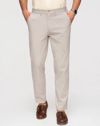 Pantaloni Chino Barbati Bumbac Elastic Croiala Regular, Bej