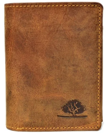 Portofel barbati piele naturala maro antichizat 8 x 10 cm, Vintage,