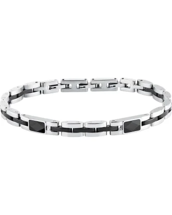 Bratara  SAFR58, argintie, neagra, inox x ceramică