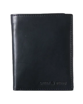 Portofel piele naturală,  negru, protecție RFID, 10.5x12.5x2.5cm