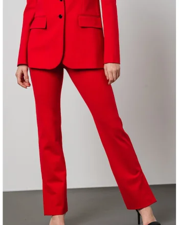 Pantaloni drepti cu slituri la terminatie, Rosu