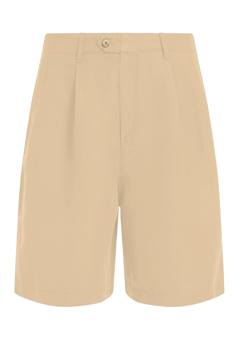 Pantaloni scurti din bumbac organic si in cu croiala conica, Bej