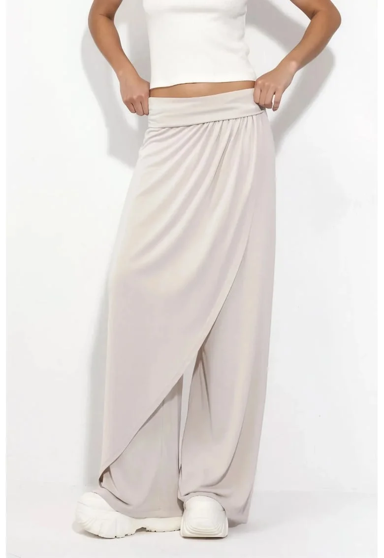 Pantaloni dama,  Salwar, bej natural, 80% modal, 20% poliester