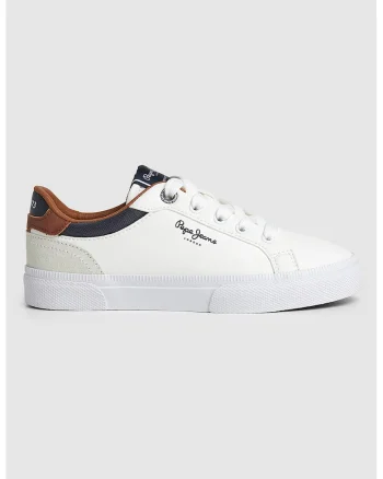 Pantofi sport cu insertii de piele intoarsa, Alb optic