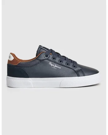 Pantofi sport cu insertii de piele intoarsa, Bleumarin