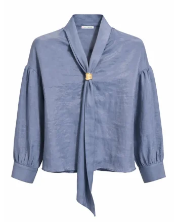 Bluza dama,  Albastru, Decolteu in V