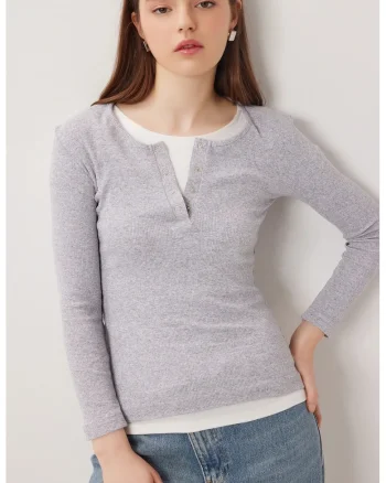 Bluza dama, Happiness Istanbul, Gri ardezie, Slim