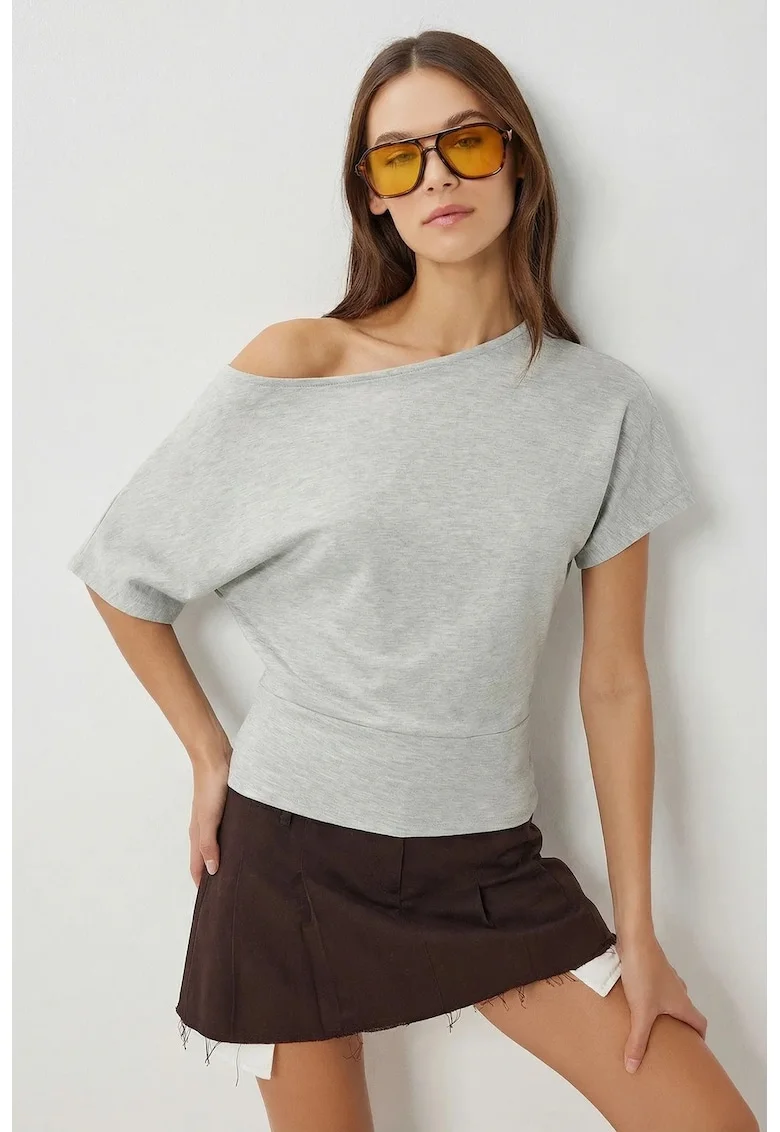 Bluza dama, Happiness Istanbul, Gri ardezie, Viscoza/Poliester