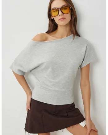 Bluza dama, Happiness Istanbul, Gri ardezie, Viscoza/Poliester