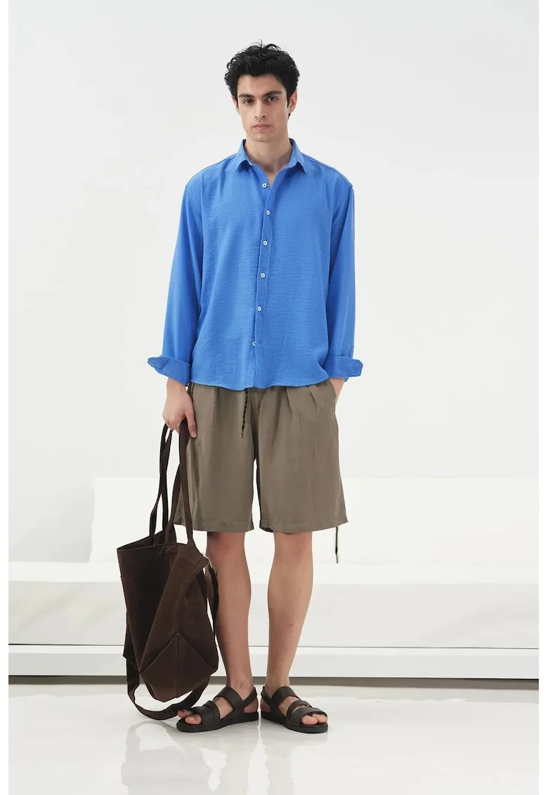 Pantaloni scurti barbati  Tencel, talie medie, verde