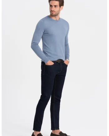 Bluza uni cu decolteu la baza gatului, Albastru azur