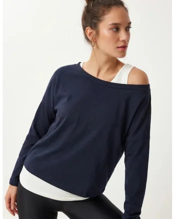 Bluza dama, Happiness Istanbul, Viscoza/Elastan, Albastru inchis