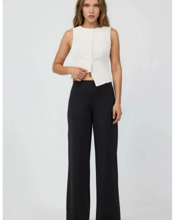 Pantaloni pentru dama  talie inalta, negru, poliester