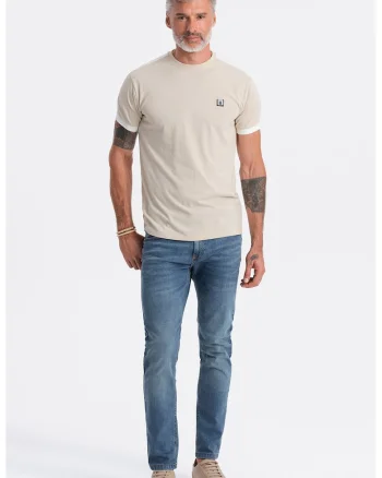 Tricou cu decolteu rotund, Maro nisip