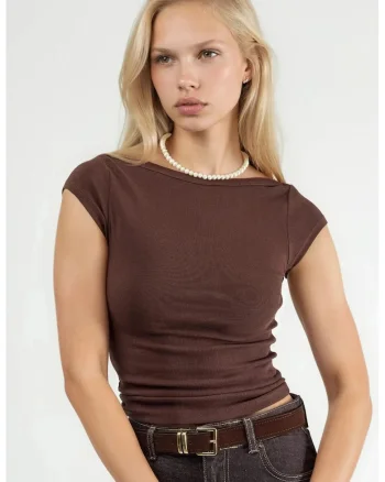 Top dama,  Maro, Bumbac/Elastan, Slim fit