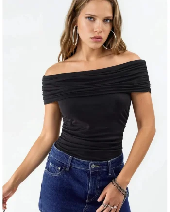 Top pentru dama,  Negru, Viscoza/Elastan